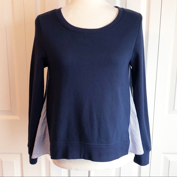 Kensie Jeans Navy Blue Mixed Media Sweatshirt Size XS - Picture 1 of 14